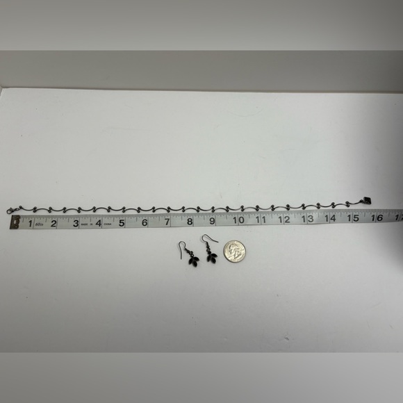 Dainty Dark Silver Tone Choker Necklace and Earring Set - Picture 5 of 5